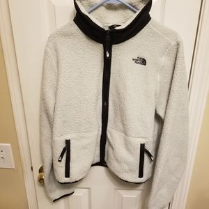 Womens The North Face Size Large Fleece White/Black  Front Fall/Winter Jacket
